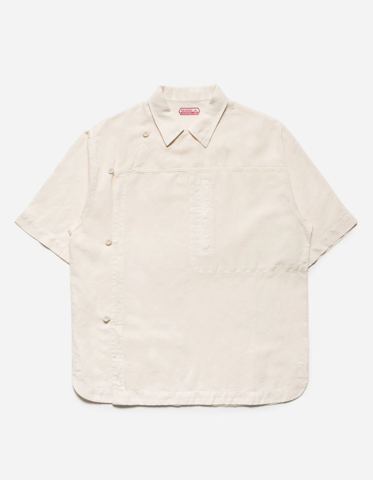 Maharishi 5120 Hemp Asym Monk Shirt Ecru 1 Maharishi 5120 Hemp Asym Monk Shirt Ecru