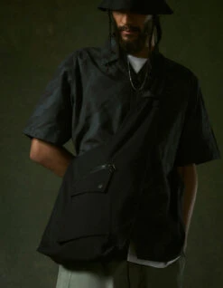 Maharishi 4272 Cordura NYCO® WR Sling Bag Black -Maharishi Shop summer 2023 editorial pdp size 0024 354.28 03 23 Maharishi Spring Summer 23 09 Look 09 1144